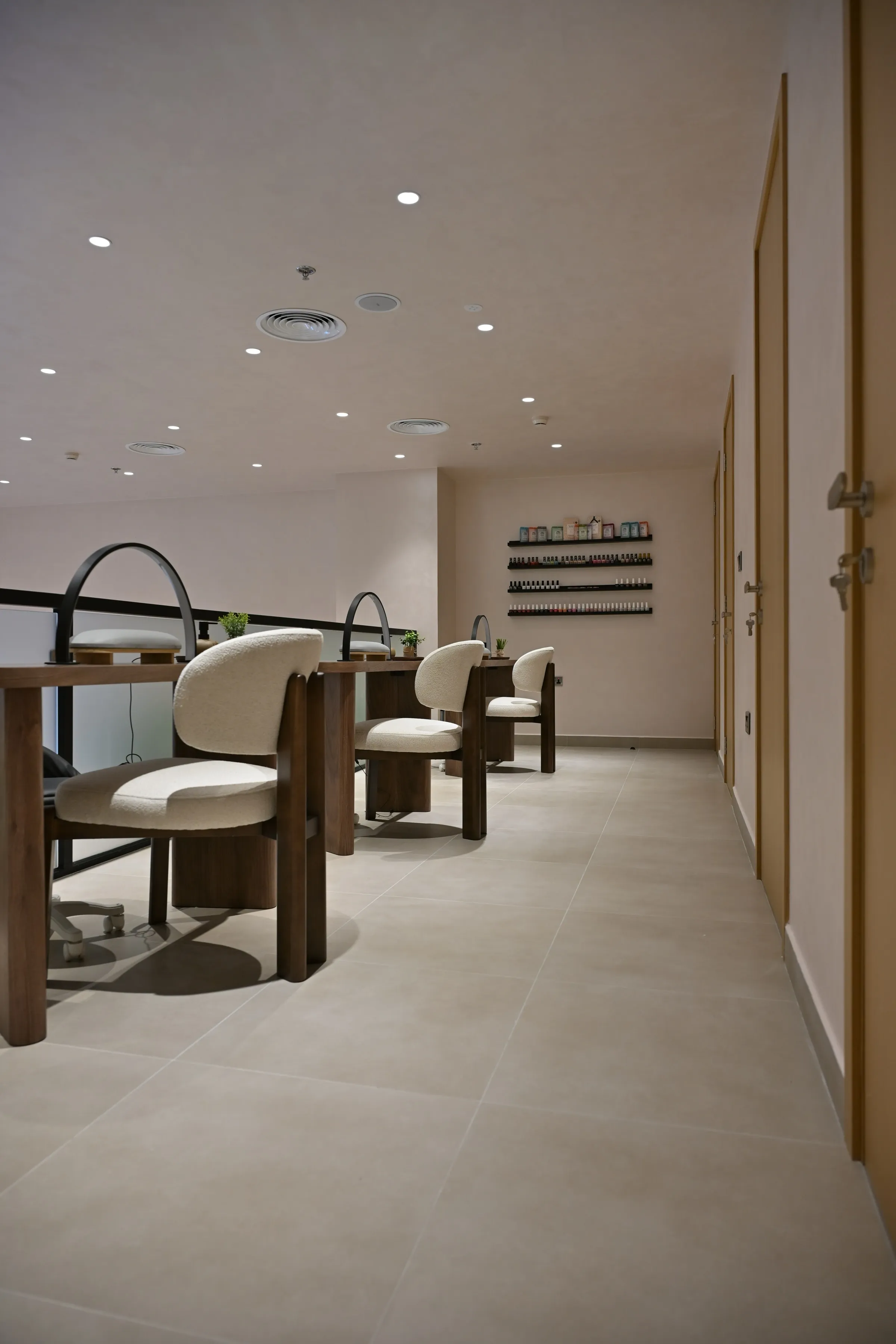 Nail bar with manicure stations at the women’s branch